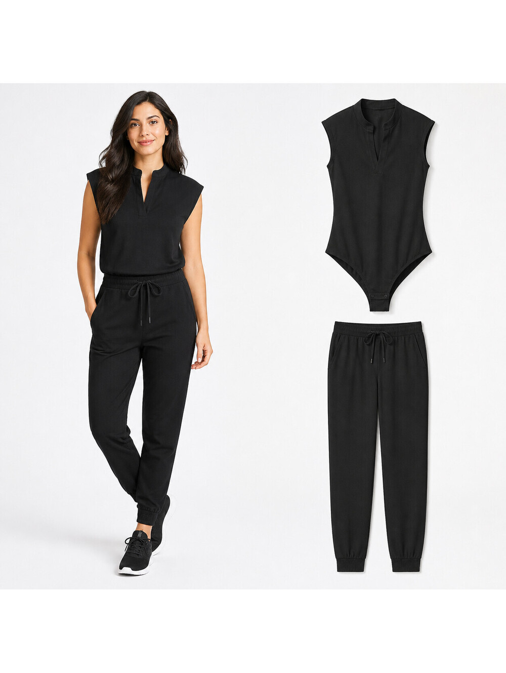 FIGS Black Scrub Set Small Rafaela Bodysuit Zamora Jogger Pants NWOT